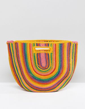 Sac a dos paille couleur arc en ciel 