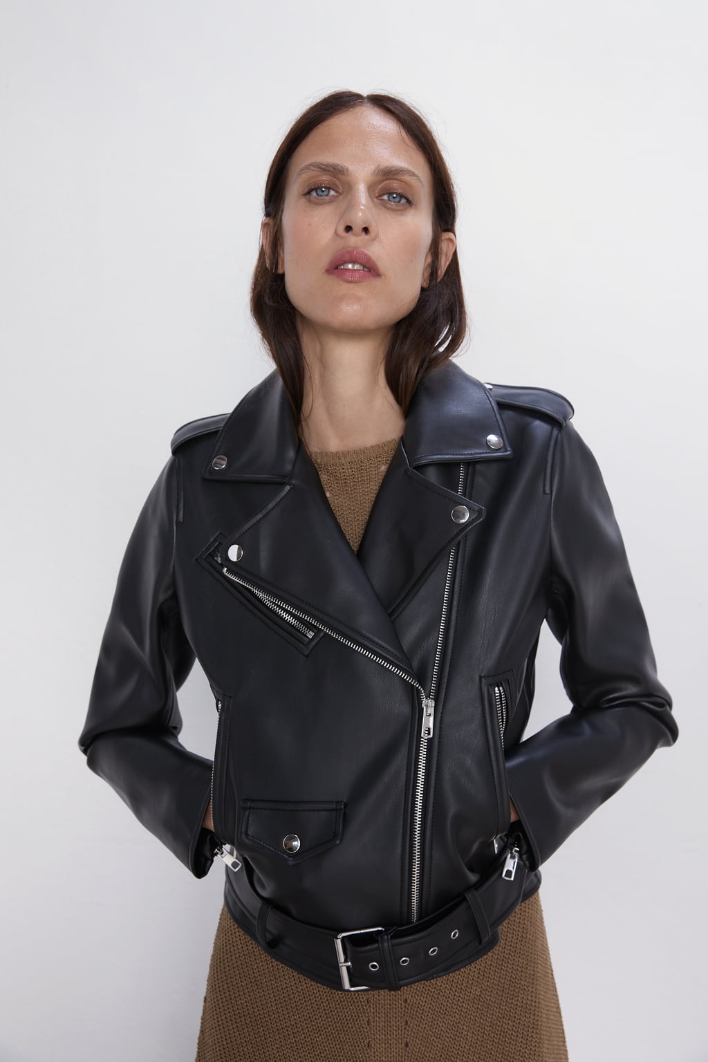 BLOUSON DE MOTARD EN CUIR SYNTHÉTIQUE